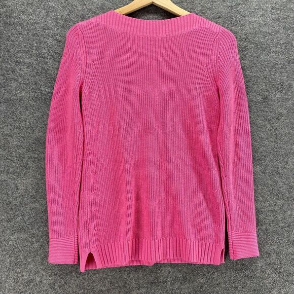 5/$45 Talbots Sweater Pullover Women PS Petite Pink Knit Long Sleeve Cotton - Picture 2 of 9